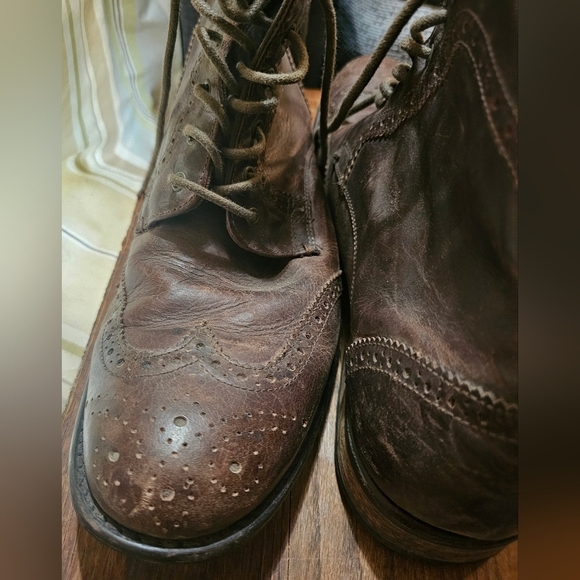 Mens Brown Real Leather Dress Shoes Boots Lace Up Cowboy Size 12 - Red Tape - Picture 3 of 8